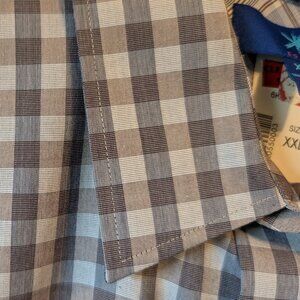 Light blue/gray check Egara dress shirt XXL NWT